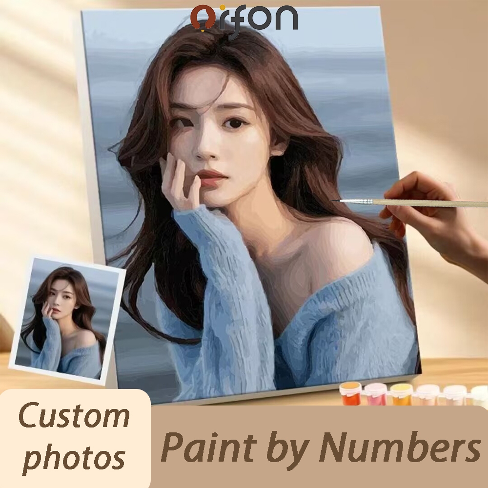 ออร์ฟออน ภาพถ่ายที่กําหนดเองทาสีโดยตัวเลข/36/48/60สี/ส่วนบุคคล/คู่/ภาพถ่ายครอบครัว/ภาพถ่ายจบการศึกษา/สัตว์เลี้ยง/ของขวัญทําเอง/ตกแต่งบ้าน