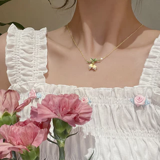 💖 ส่งไวจากไทย 💖 สร้อยคอสองชั้น ไข่มุก ดอกคามิเลีย necklace สไตล์เกาหลี แฟชั่นผู้หญิง เครื่องประดับ