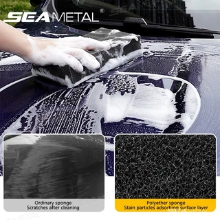SEAMETAL ฟองน้ำล้างรถไมครอไฟเบอร์ ฟองน้ำขัดรถ ฟองน้ำเคลือบไฟเบอร์ ใชัทำความสะอาดรถยนต์ ฟองน้ำเนื้อละเอียดไม่ทำลายสีรถ
