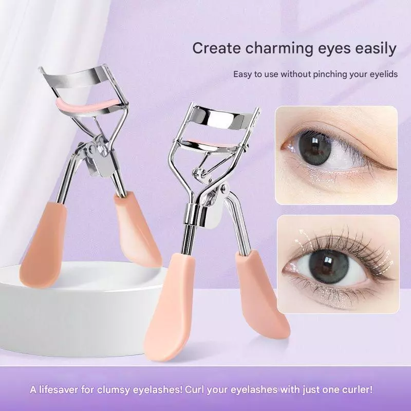 Eyelash Curler เครื่องมือแต่งหน้าตาทนทาน Lashes Lifting Curling Set Eyelash Curler Non-Slip Handle แบบพกพาทนทานธรรมชาติ Curling รูปร่างกว้าง Handle Curler สแตนเลส