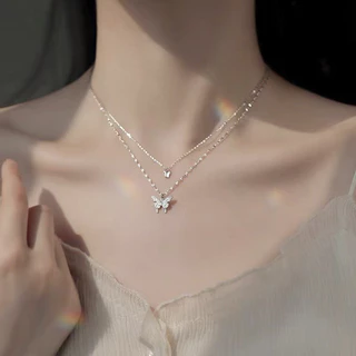 💖 ส่งไวจากไทย 💖 สร้อยคอสองชั้น ไข่มุก ดอกคามิเลีย necklace สไตล์เกาหลี แฟชั่นผู้หญิง เครื่องประดับ