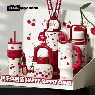 STAR+ เชอร์รี่🍒 แก้วเก็บความเย็น ของขวัญปีใหม่ ขวดน้ำร้อน แก้ว Starplus แก้วน้ำเก็บความเย็น พอดีในรถ
