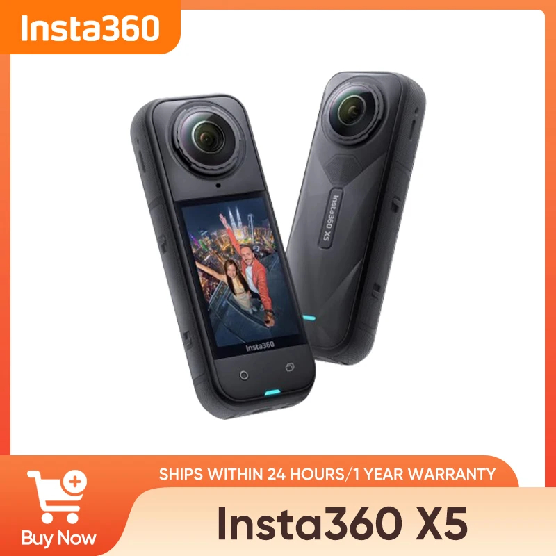 กล้อง Insta360 X5 -8K กันน้ํา 360 กล้องแอคชั่นแคมเมราพร้อมเซ็นเซอร์ 48MP 1/1.28" วิดีโอ 8K 360 HDR, 72MP 360 Photo Sports Travel