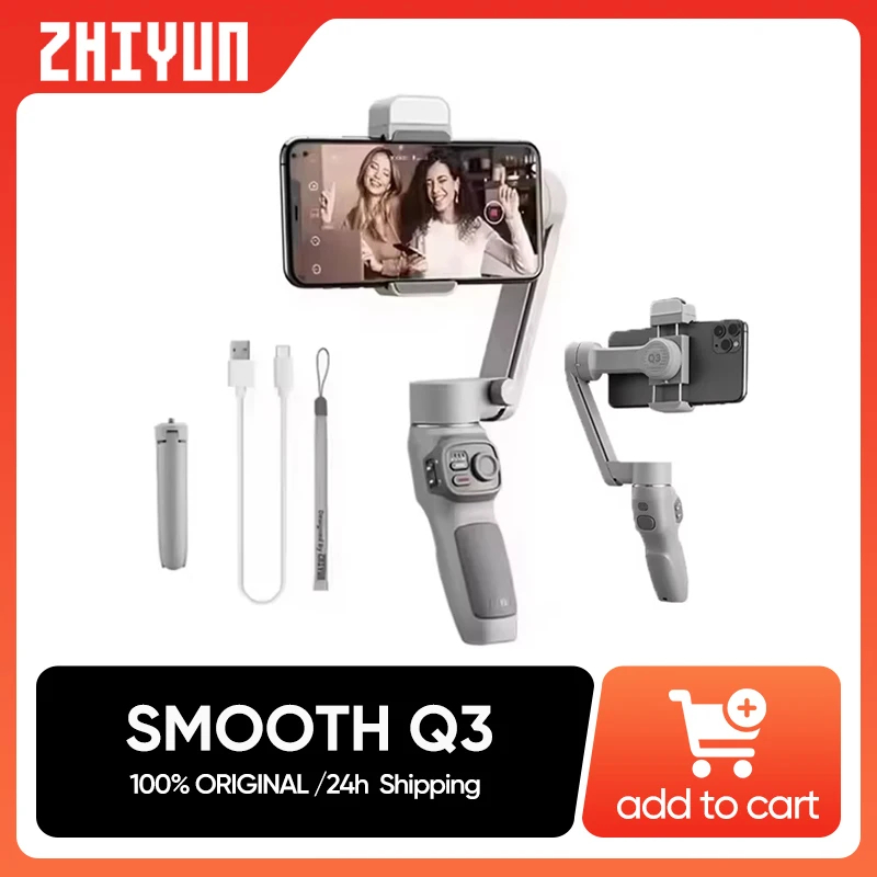 ZHIYUN SMOOTH Q3 โทรศัพท์กิมบอล 3 แกนสมาร์ทโฟนมือถือ Stabilizer เติมแสงสําหรับ iPhone 13 Android