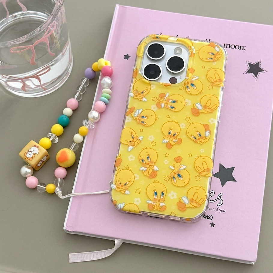 กรณีเข้ากันได้สําหรับ iPhone 16promax 16 16Pro 15promax 15 Pro 14 13 12 14Pro 14promax 13Pro cute Tweety Bird ฝาครอบIMDพร้อมสายรัด