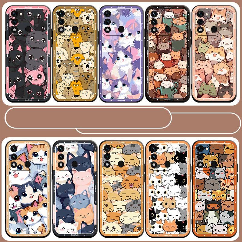 เคสสําหรับ TECNO Spark Go 2020 2022 2023 8 8C 8P 8T 7 7P 7T 6 PRO ขอให้โชคดีแมว TPU Matte Case Soft 