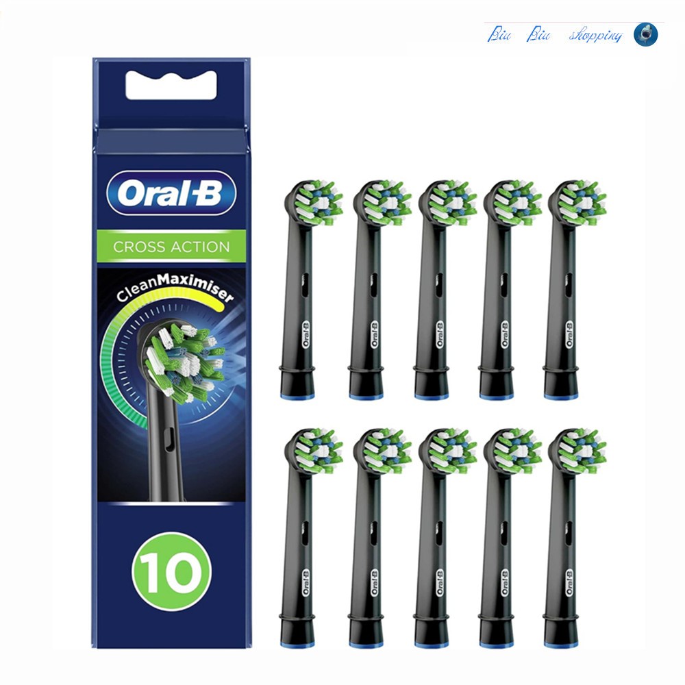 หัวเปลี่ยนแปรงสีฟันไฟฟ้า Oral B EB50 Cross Action สีดํา 4&10 แพ็ค/กล่อง