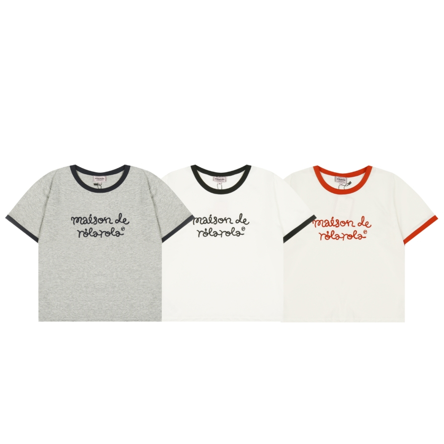 เสื้อแขนสั้นสไตล์คลาสสิกสำหรับฤดูร้อน ดีไซน์พื้นฐาน ลายปักโลโก้ชัดเจน