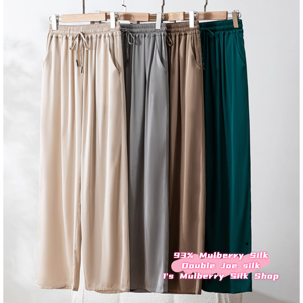 กางเกงขายาวผ้าไหมหม่น 93% สำหรับผู้หญิง 5 สี เกร๋ๆ ในสไตล์ออฟฟิศ