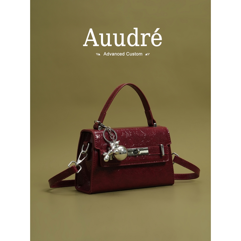 Auudre Premium Texture กระเป๋าถือสีแดงหญิงแฟชั่นกระเป๋าสะพายไหล่