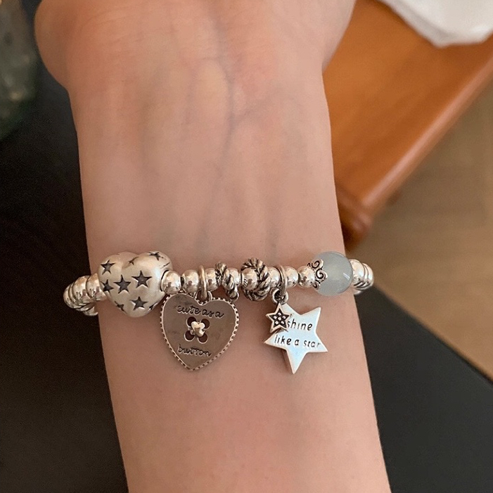 Simple Heavy Industry เงินสเตอร์ลิงลูกปัด Love Star สร้อยข้อมือหรูหรา Niche ประณีตฟรีสร้อยข้อมือแฟน ราคา ถูกที่สุด ดีลบีเคเค แกลเลอรีภาพที่ 7