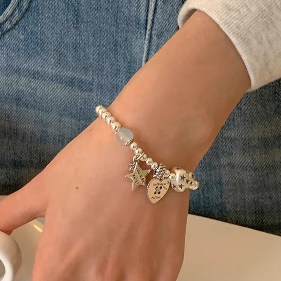 Simple Heavy Industry เงินสเตอร์ลิงลูกปัด Love Star สร้อยข้อมือหรูหรา Niche ประณีตฟรีสร้อยข้อมือแฟน ราคา ถูกที่สุด ดีลบีเคเค แกลเลอรีภาพที่ 8