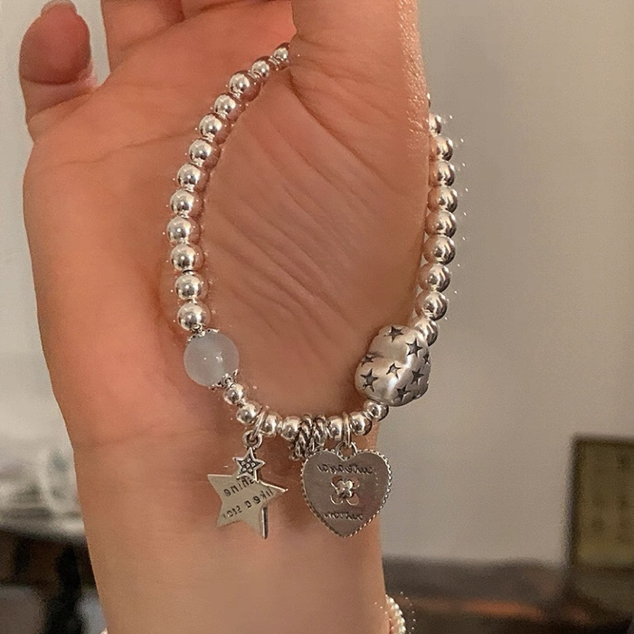 Simple Heavy Industry เงินสเตอร์ลิงลูกปัด Love Star สร้อยข้อมือหรูหรา Niche ประณีตฟรีสร้อยข้อมือแฟน ราคา ถูกที่สุด ดีลบีเคเค แกลเลอรีภาพที่ 3
