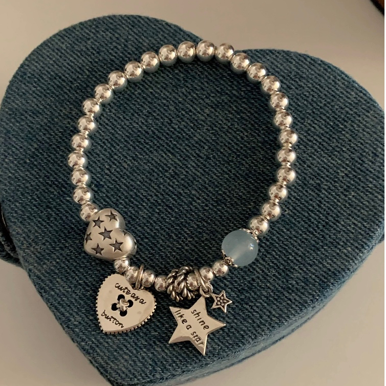 Simple Heavy Industry เงินสเตอร์ลิงลูกปัด Love Star สร้อยข้อมือหรูหรา Niche ประณีตฟรีสร้อยข้อมือแฟน ราคา ถูกที่สุด ดีลบีเคเค แกลเลอรีภาพที่ 5