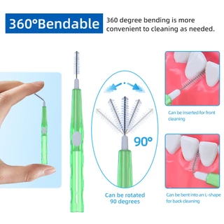 60 ชิ้น I-shape Interdental แปรง Push-pull แปรงสีฟันจัดฟัน 0.6 มม.-1.5 มม.พร้อมกล่องขนแปรงนุ่มแบบใช้ซ้ําได้สําหรับทําความสะอาดระหว่างฟันจัดฟัน