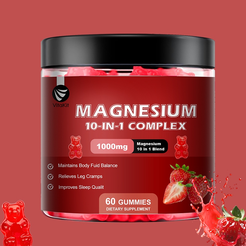 แมกนีเซียม คอมเพล็กซ์ อาหารเสริม 1000มก. 60 กัมมี่ -10 ใน 1 สูตร (แมกนีเซียม ไกลซิเนต แมกนีเซียม แกรบอต ฯลฯ) - คีเลตแร่ธาตุเสริมกล้ามเ