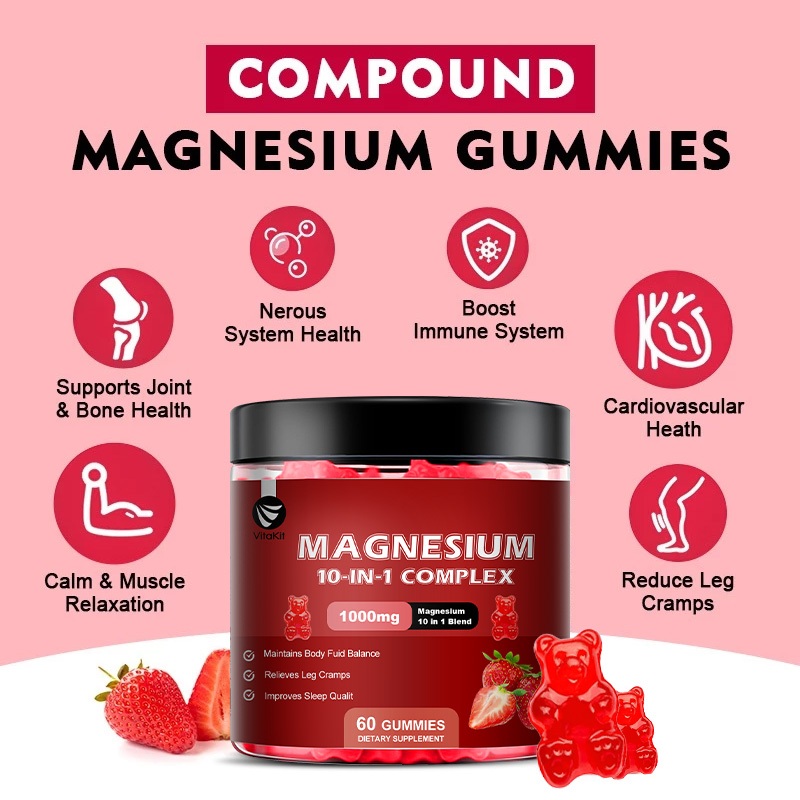 แมกนีเซียม คอมเพล็กซ์ อาหารเสริม 1000มก. 60 กัมมี่ -10 ใน 1 สูตร (แมกนีเซียม ไกลซิเนต แมกนีเซียม แกรบอต ฯลฯ) - คีเลตแร่ธาตุเสริมกล้ามเ - รูปที่ 3