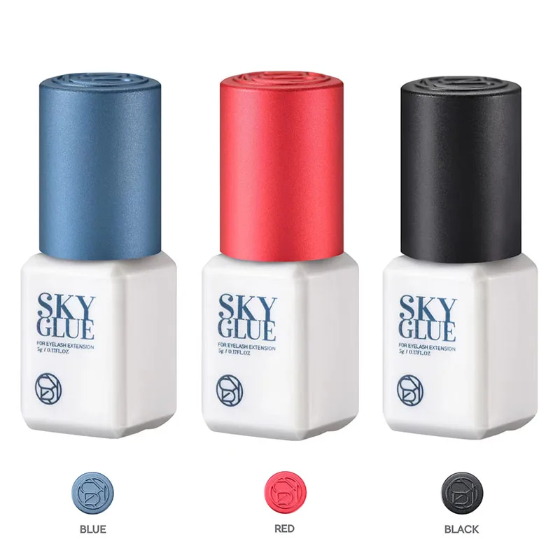 1ขวดท้องฟ้ากาวขนตาปลอมกาว5มิลลิลิตรสีแดงหมวกสีดําแห้งเร็วปิดผนึกกระเป๋าความงามแต่งหน้าเครื่องมือมืออาชีพเกาหลี