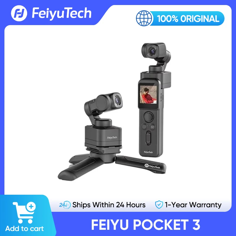 FeiyuTech Pocket 3 ชุดไร้สายที่ถอดออกได้ 3 แกน Stabilizer กล้อง Gimbal Footage แม่เหล็กติด AI ติดตาม