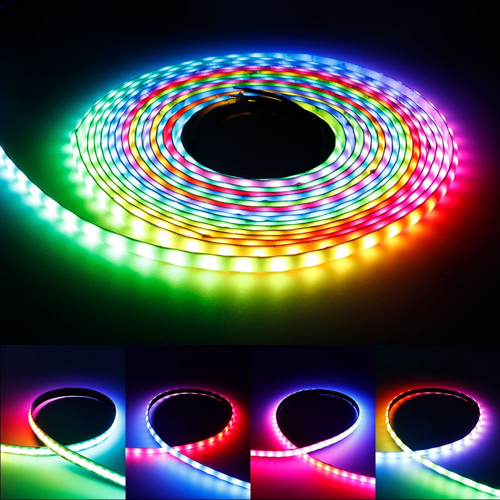 5 มม.WS2812B แอดเดรส COB LED Strip 60 100 160Led/M ความหนาแน่นสูงยืดหยุ่น WS2812 RGBIC COB Light DC5