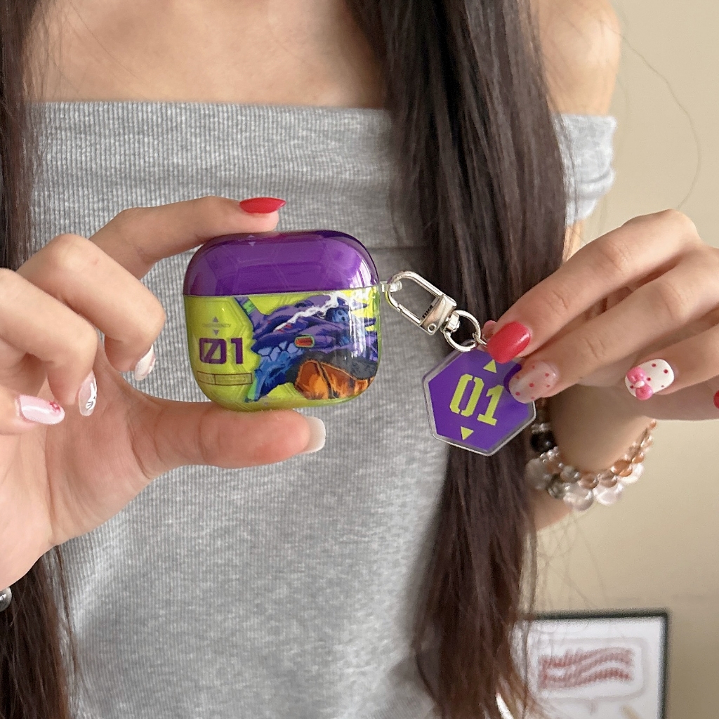 Neon Genesis Evangelion EVA สไตล์สีม่วงสีเขียว Airpods Pro3 กรณี Airpods Pro2 กันกระแทกการ์ตูน IMD ห