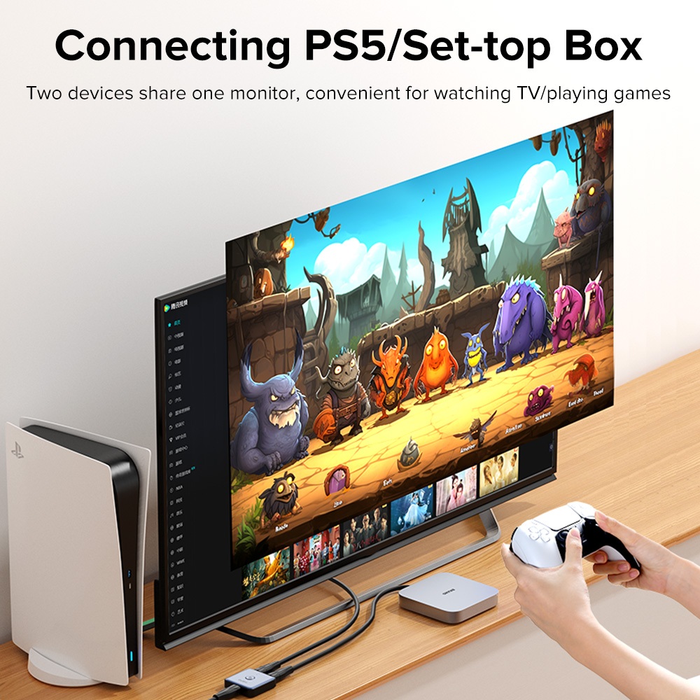 LLANO HDMI 2.0 Switcher, 2-in-1 Out / 1-in-2 Out, อะแดปเตอร์แยก HDMI 4K สองทาง 4K/60Hz 2K/120Hz, 20M, Converter สําหรับแล็ปท็อป / สวิตช์ PS4 PS/ทีวี/จอภาพ ราคา ถูกที่สุด ดีลบีเคเค แกลเลอรีภาพที่ 7