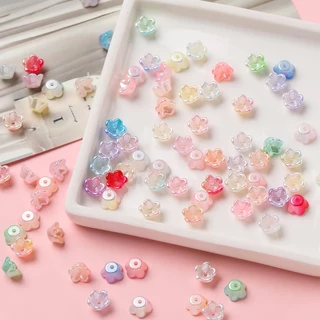 ลูกปัดABS ขนาด8มม. สำหรับเครื่องประดับDIY 50-100ชิ้น ลายLilyoftheValleyและCamellia