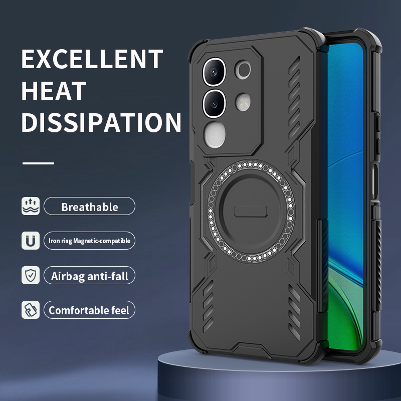 ปลอกสําหรับ vivo iQOO Z10x 5G iQ00 iQOOZ10x I2404 เคสโทรศัพท์กระจายความร้อนรถผู้ถือแม่เหล็กไร้สายชาร