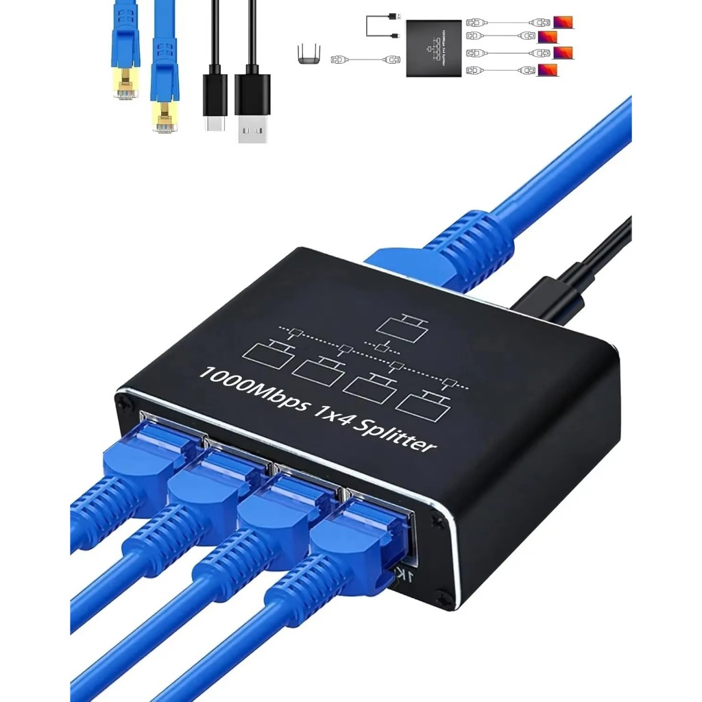 1000Mbps Ethernet Splitter RJ45 LAN Internet Splitter HUB สําหรับ 1/2/3/4 เครือข่าย PC แล็ปท็อป Router กล้องวงจรปิด TV-Box Digital Network Switches