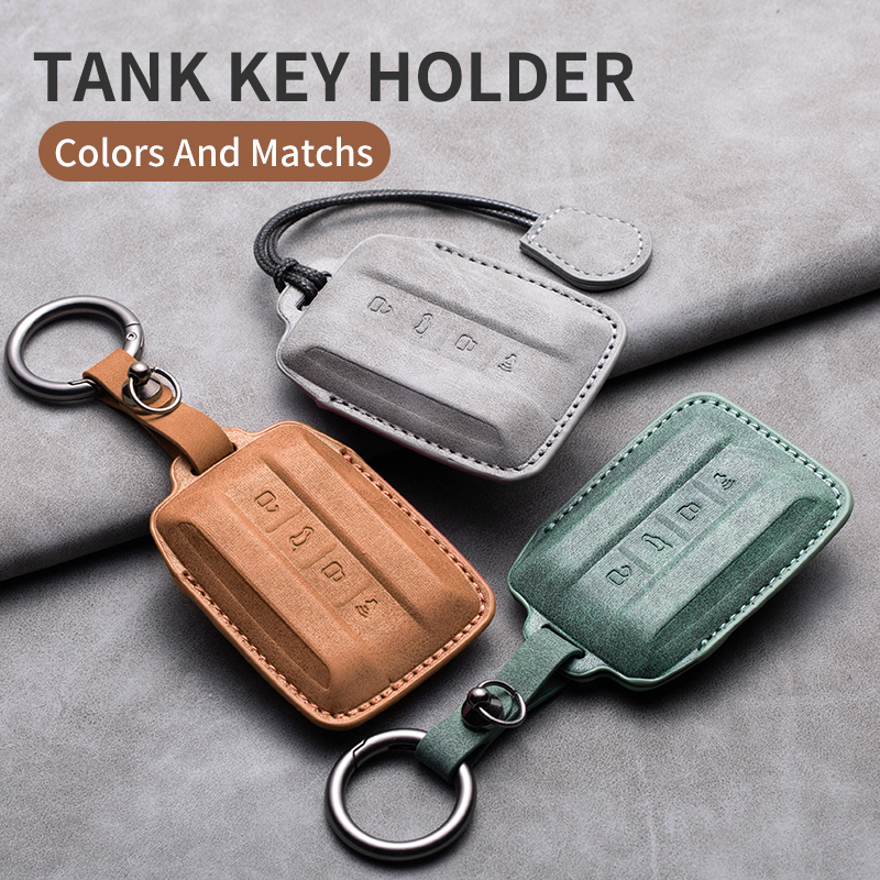 เคสกุญแจรีโมตรถยนต์ วัสดุหนัง สําหรับ Great Wall GWM WEY TANK 300 500 Tank300 Tank500 2021-2025 ของแต่งรถยนต์ พวงกุญแจ