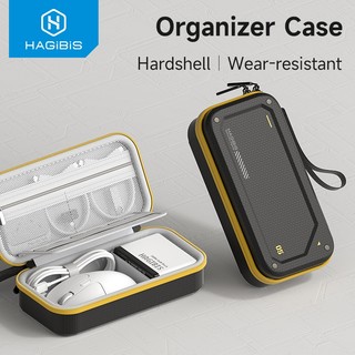 Hagibis Electronic Organizer กระเป๋าเดินทาง EVA Hardshell PU แบบพกพากระเป๋าถือสําหรับเมาส์สายชาร์จอุปกรณ์เสริม