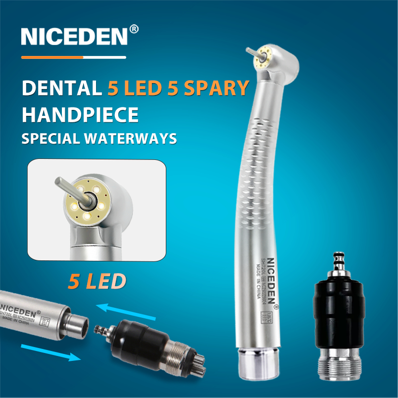 Niceden 5 หลอดไฟ LED E-Generator Air Water สเปรย์น้ําทันตกรรมความเร็วสูงไฟเบอร์ออปติก 2/4 หลุม