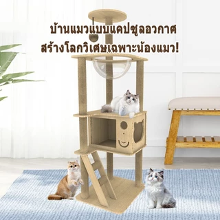 คอนโดแมวใหญ่ คอนโดแมวไม้ บ้านแมว เหมาะสำหรับเลี้ยงน้องแมว 4-6ตัว เสาลับเล็บ ขนาดใหญ่ สูง140CM หลุมอวกาศ ที่นอนแมว คอนโดแมว ที่ลับเล็บแมว