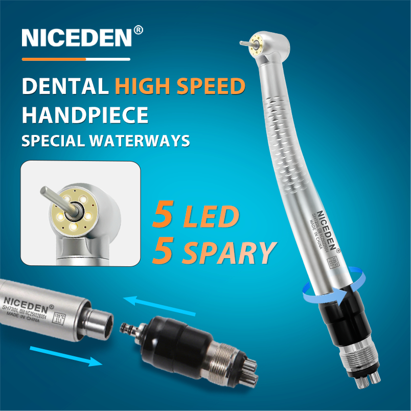 Niceden Shadowless 5 LED โคมไฟทันตกรรม handpiece ความเร็วสูง