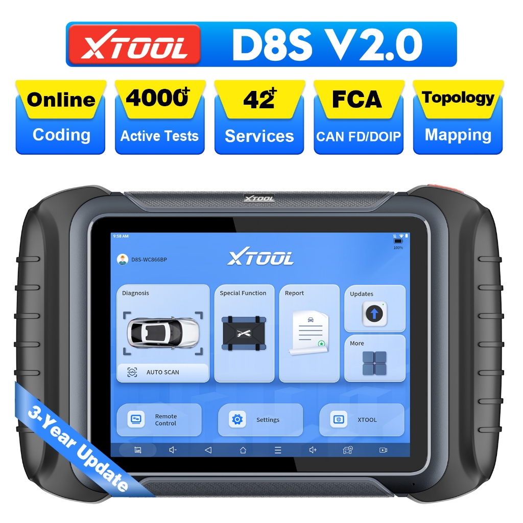 XTOOL D8S OBD2 Scanner Full System Diagnostic Tool Topology Mapping ECU Coding 42+Reset CANFD/DOIP
