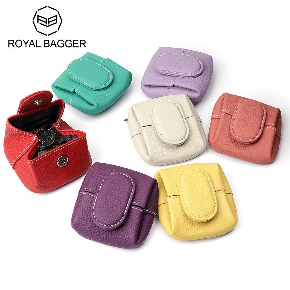 Royal Bagger กระเป๋าใส่เหรียญขนาดเล็กสำหรับผู้หญิง หนังวัวแท้ กระเป๋าสตางค์อเนกประสงค์ ใช้พกหูฟัง รุ่น 1603