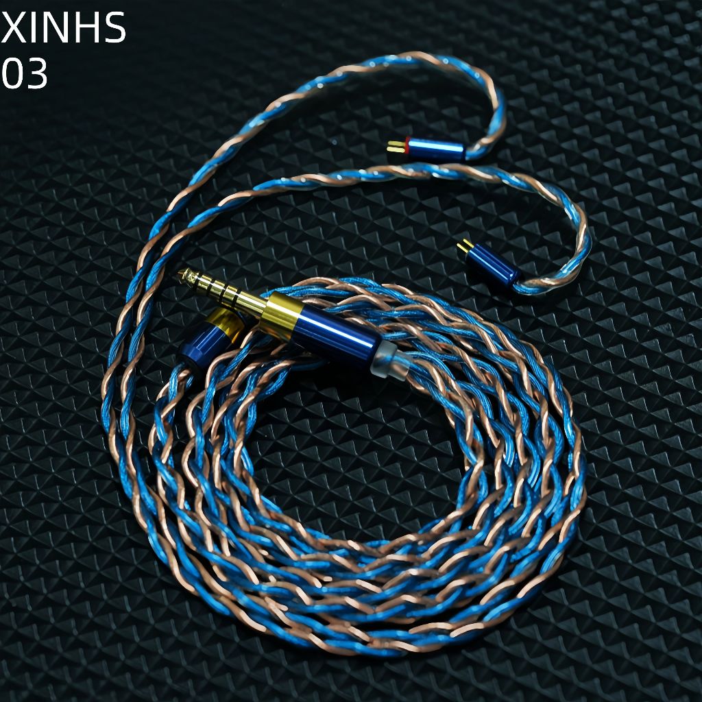 XINHS03 4-core 7N Single Crystal Copper Silver Plated+oil Immersed Graphene High-resolution HIFI Earphone Upgrade Line is Suitable for KZ、IE900、0.78mm 2pin、TFZ、2.5mm、3.5mm、4.4mm
