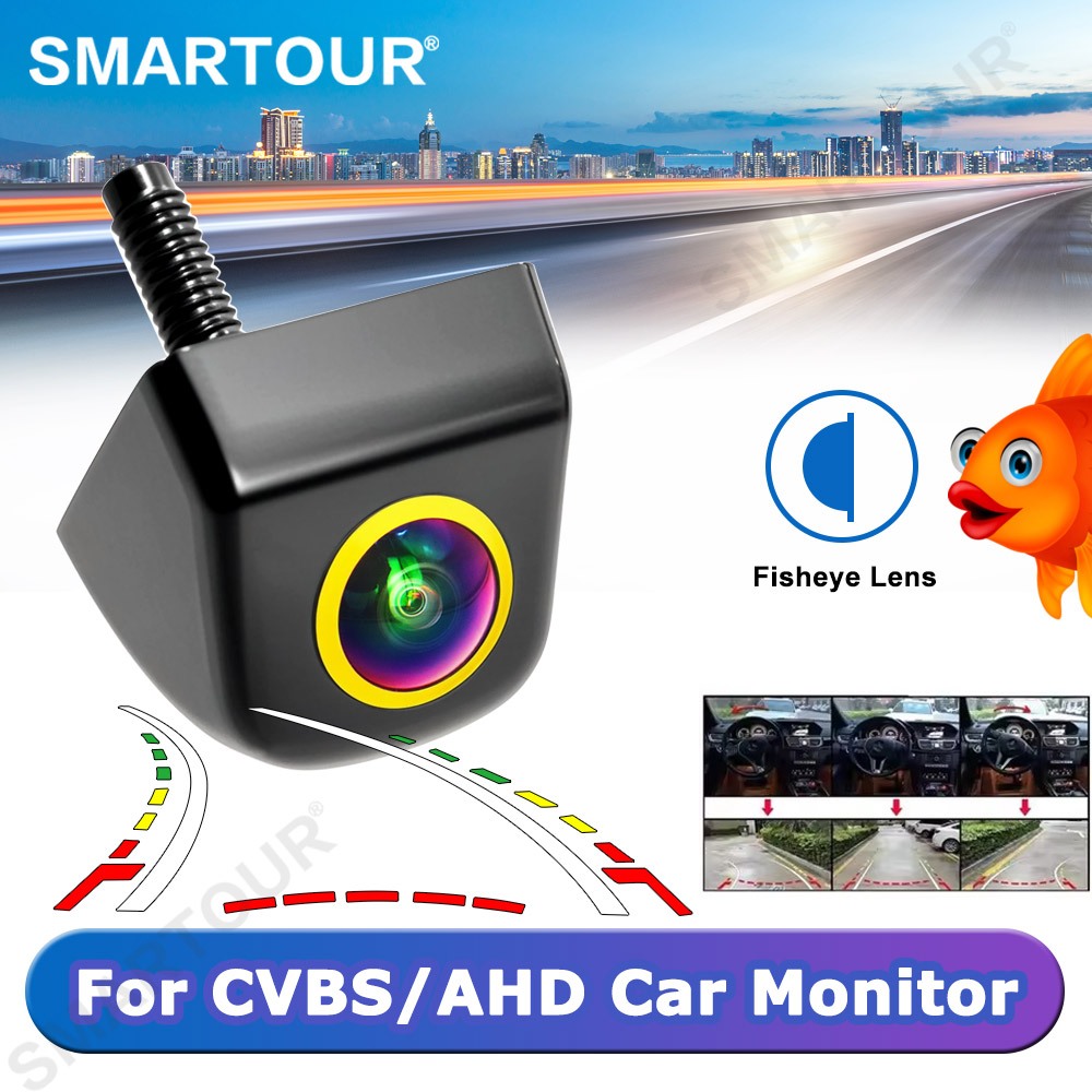 4 PIN Golden CVBS AHD 1080P Dynamic Trajectory กล้องมองหลังรถยนต์ย้อนกลับ fisheye เลนส์ night vision กันน้ํา universal