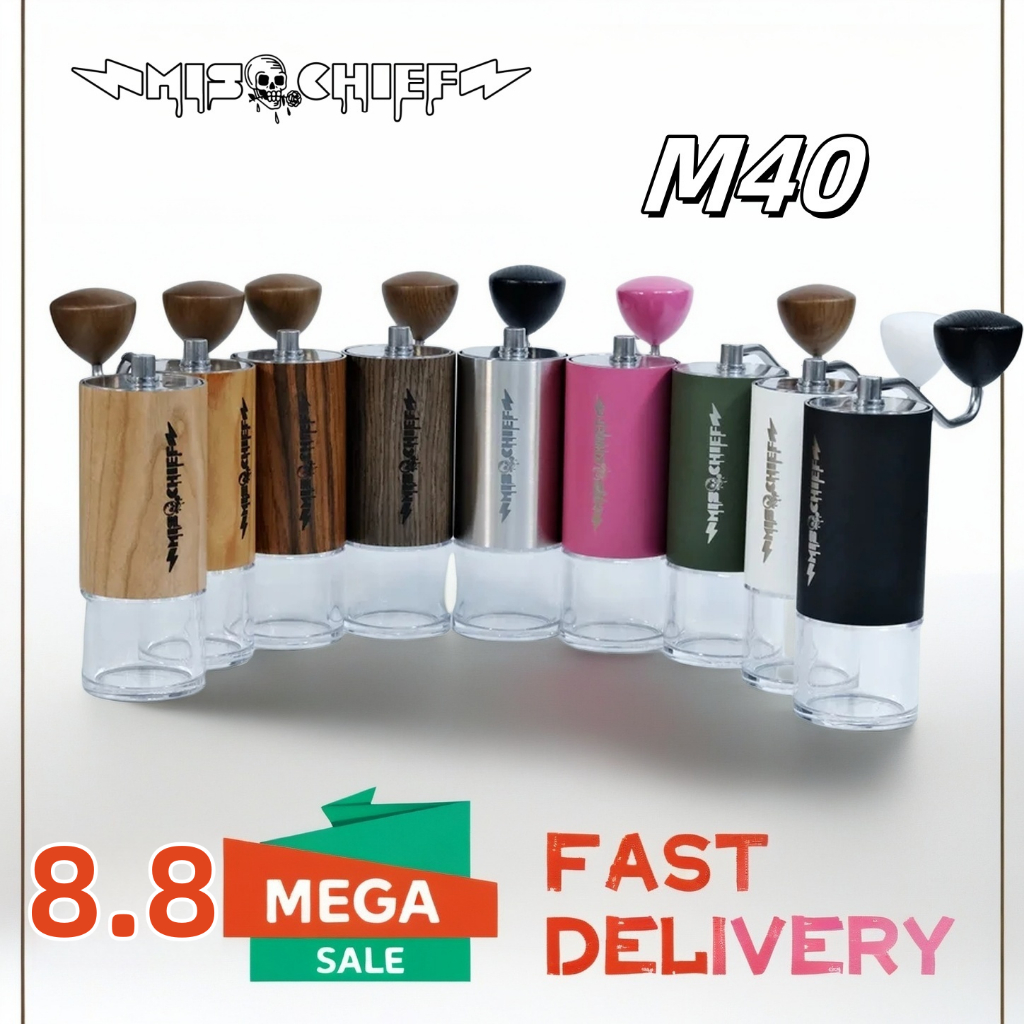 Mischief M40 เครื่องบดกาแฟแมนนวล สเตนเลส ทรงกรวย สีแดง คลิกเหมือน C40 MK4