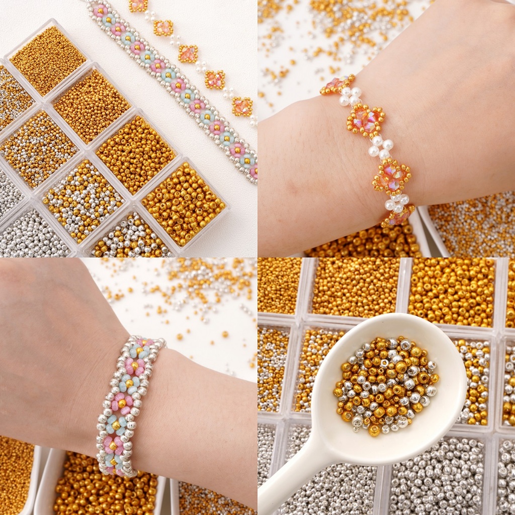 ลูกปัดแก้วคุณภาพสูง ขนาด 1.5mm - 4mm สำหรับทำสร้อยข้อมือและสร้อยคอ เครื่องประดับแฮนด์เมイด