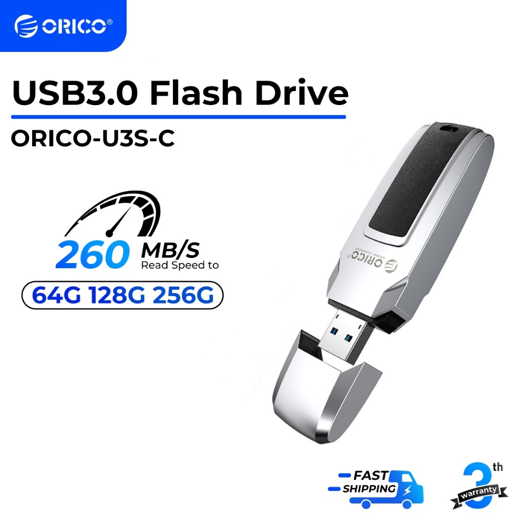 Orico U Disk 32GB 64GB 128GB 256GB USB C Memory Stick Drive USB 3.0 260MB/S Pendrive Plug and Play (U3S-C)