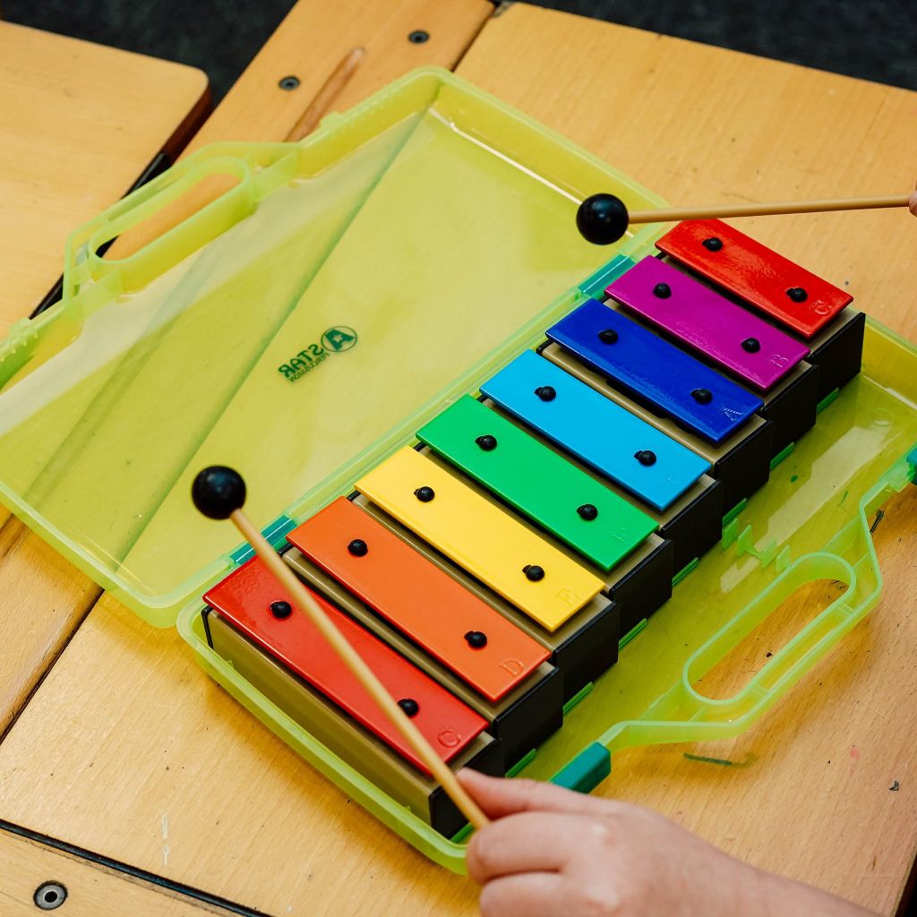 8 หมายเหตุ Chromatic Xylophone เพลงเด็กปฐมวัยที่ถอดออกได้ Rainbow Glockenspiel 8-note Xylophone สีสัน Glockenspiel - รูปที่ 3
