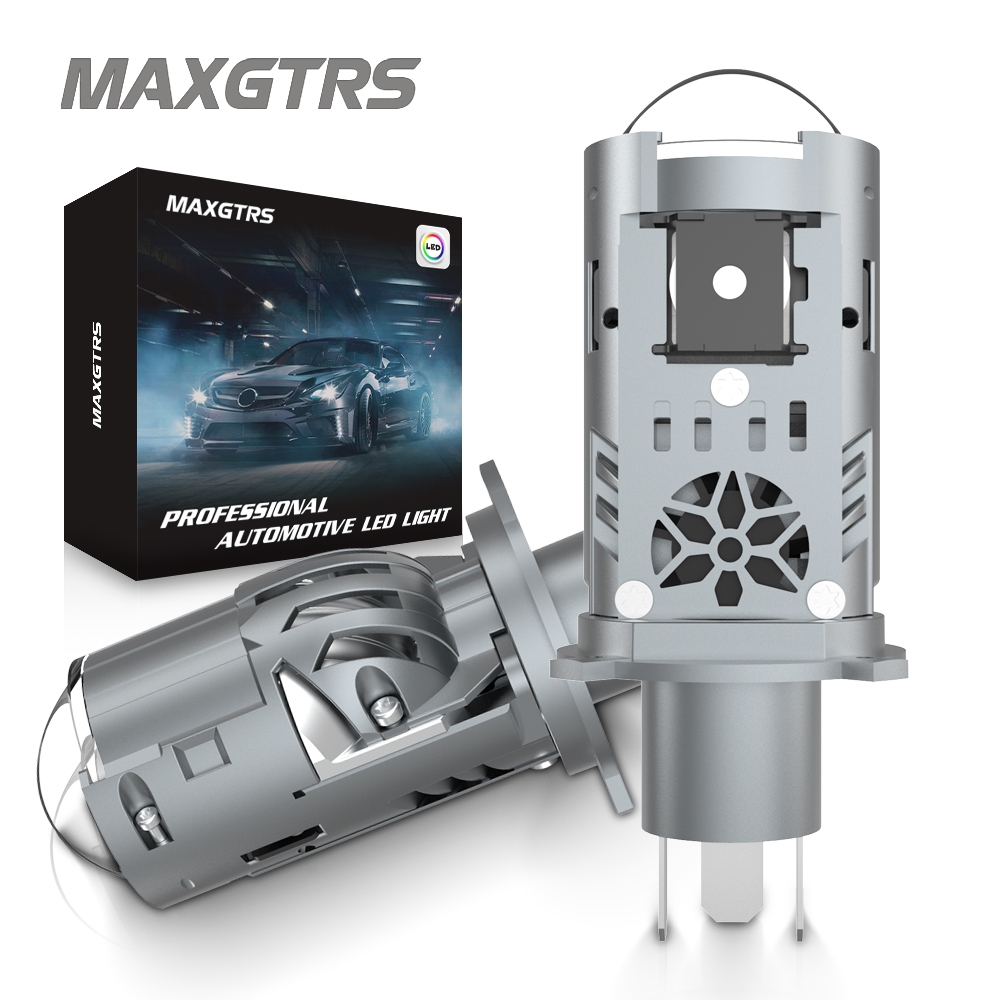 MAXGTRS H4 LED ไฟหน้าโปรเจคเตอร์เลนส์ LED HB2 9003 โคมไฟอัตโนมัติไฟหน้ารถ Hi/Low Beam Light 55W 26000LM