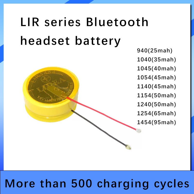 Huaqiangbei Luoda Yuehu หูฟังบลูทูธ – แบตเตอรี่ปุ่มแบบชาร์จไฟได้ (LIR Series: 940/1040/1045/1054/1154/1240/1254/1454/1654)
