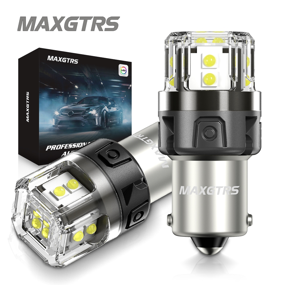 MAXGTRS 2x S25 1156 1157 P21W BA15S LED Canbus T20 7443 W21/5W 7440 W21W ไฟท้ายรถสีขาวสีแดงสีเหลืองไฟเบรคไฟเลี้ยวย้อนกลับหลอดไฟ DRL