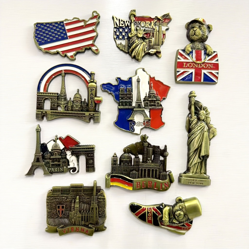 แม่เหล็กติดตู้เย็น 3d โลหะ ตุ๊กตาหมีลอนดอน ปารีส รูปปั้น Liberty, Berlin, Vienna, The Perfect Travel Gift, The Perfect Room Decor