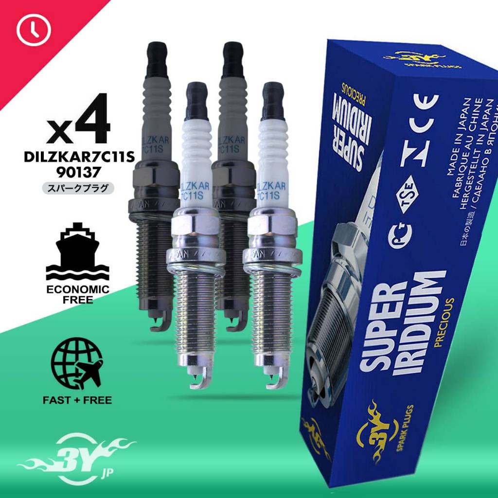 หัวเทียน 3Y DILZKAR7C11S (4 ชิ้น) หัวเทียน Super iridium 90137 / 2015-2018 HONDA JAZZ T5A FIT 1.5L J