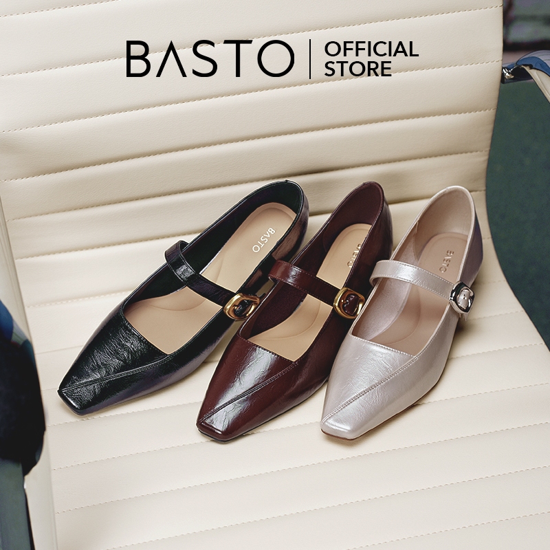 BASTO Women's Mary Jane Flat Shoes รองเท้าแมรี่เจน รองเท้าส้นแบน รองเท้าบัลเล่ต์ F3516