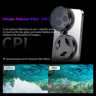 52 มม. CPL Polarizer Filter ที่วางแม่เหล็กสําหรับสมาร์ทโฟน Vlogging Filter Stand bracket