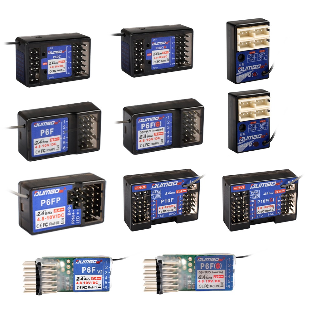 DUMBORC ตัวรับสัญญาณขนาดเล็ก 2.4GHz P6F P6F(G) P6DC P6DC(G) ตัวรับสัญญาณพร้อม Gyro/ไม่มี Gyro สําหรั